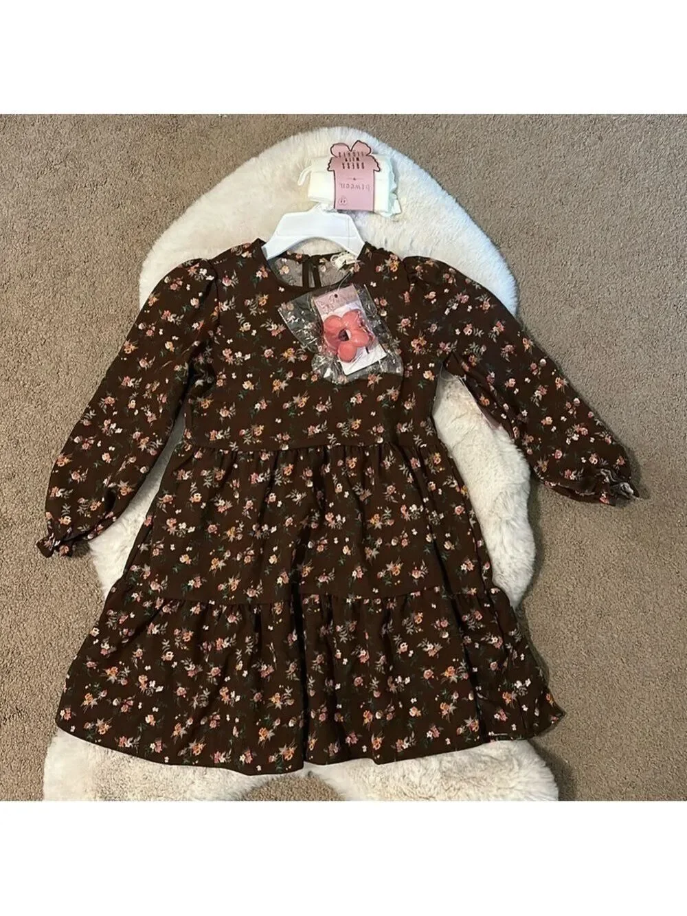 Girls fall Floral Dress and accessories